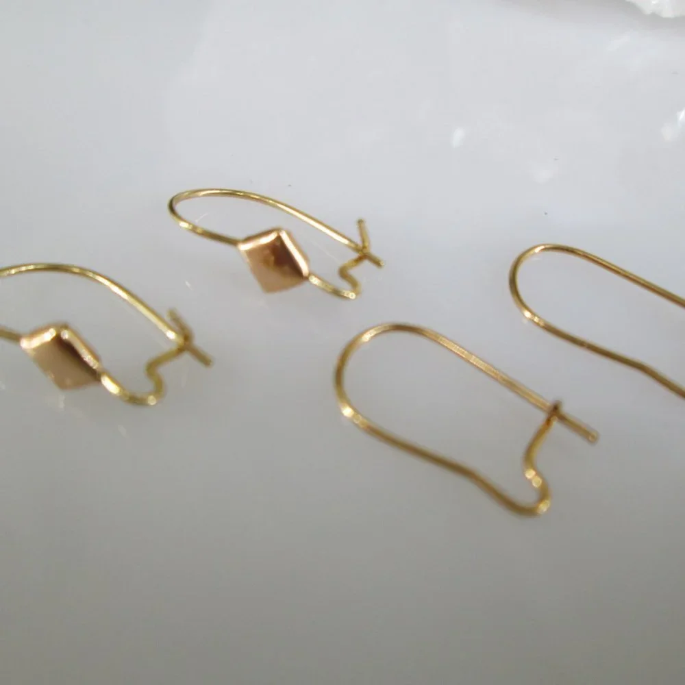 SOLID 14kt.Gold Ear Wires>14kt.Gold Kidney Shape Ear Wires,Decorative Ear wires - Picture 2 of 8